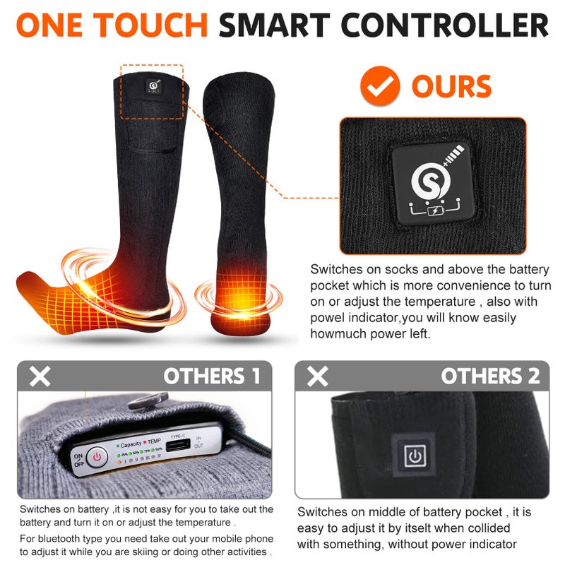 SNOW DEER 2023 Upgraded Rechargeable Electric Heated Socks 7.4V 2200Mah Battery Powered Cold Weather Heat Socks For Men Women Outdoor Riding Camping Hiking Motorcycle Skiing Warm Winter Socks - Image 4