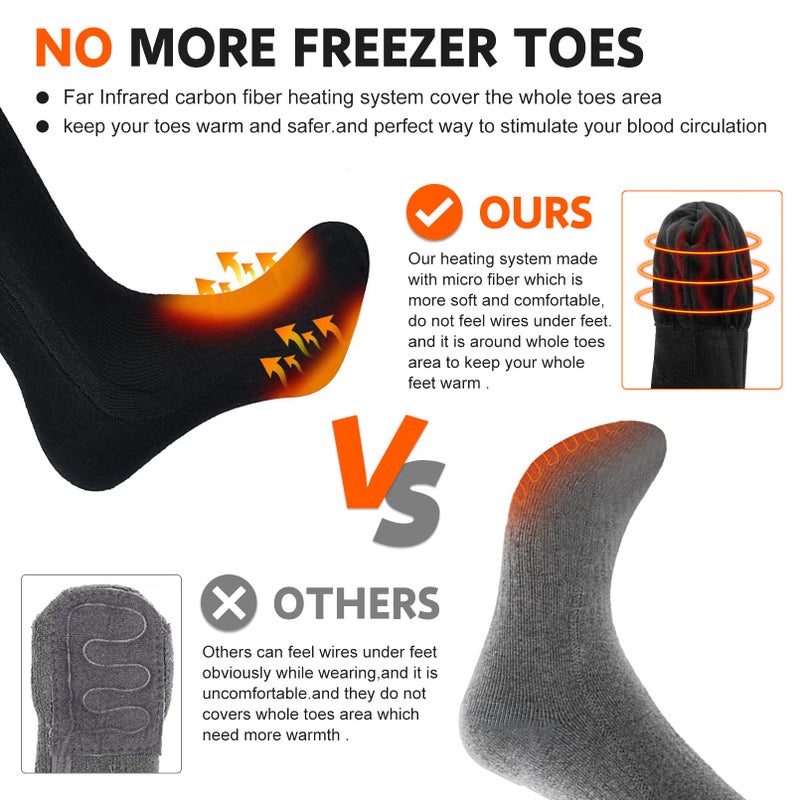 SNOW DEER 2023 Upgraded Rechargeable Electric Heated Socks 7.4V 2200Mah Battery Powered Cold Weather Heat Socks For Men Women Outdoor Riding Camping Hiking Motorcycle Skiing Warm Winter Socks - Image 3