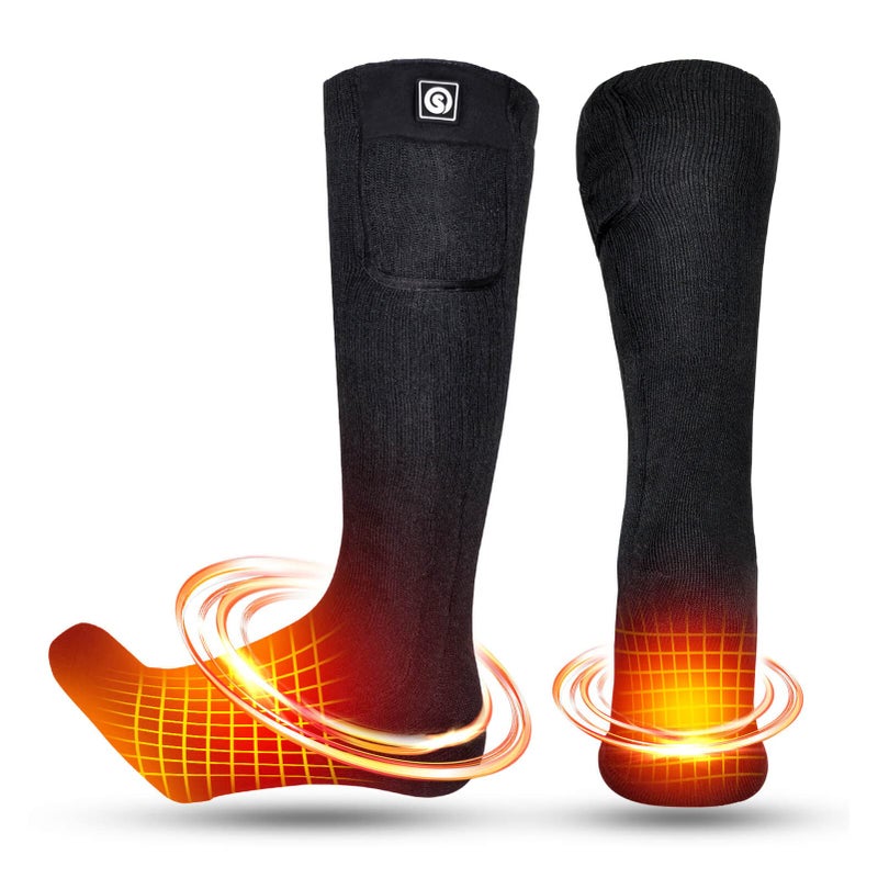 SNOW DEER 2023 Upgraded Rechargeable Electric Heated Socks 7.4V 2200Mah Battery Powered Cold Weather Heat Socks For Men Women Outdoor Riding Camping Hiking Motorcycle Skiing Warm Winter Socks - Image 1