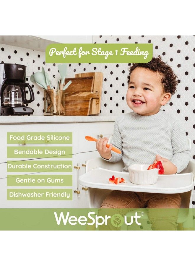 WeeSprout ملاعق سيليكون للأطفال المرحلة الأولى ملاعق تغذية الرضع مع طرف ناعم أدوات طعام مرنة للأطفال للتغذية الذاتية ومناسبة للآباء مجموعة من 3 - Image 3