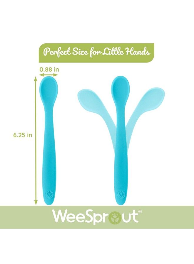WeeSprout ملاعق سيليكون للأطفال المرحلة الأولى ملاعق تغذية الرضع مع طرف ناعم أدوات طعام مرنة للأطفال للتغذية الذاتية ومناسبة للآباء مجموعة من 3 - Image 4