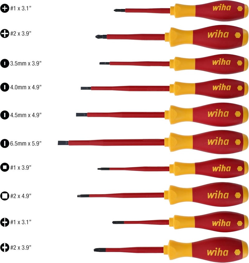 Wiha مجموعة مفكات عازلة رفيعة Wiha 32198 11 قطعة - Image 5