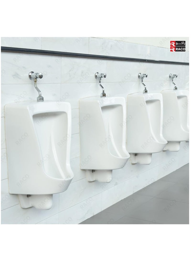 RACO - RACO Angles Self Closing Urinal Flush Valve Tap Durable Chrome Plated Wall Mounted Button Type with Manual Automatic Shutoff Flush Valve Water-Saving Design, Easy Installation, Universal Fit - Image 1