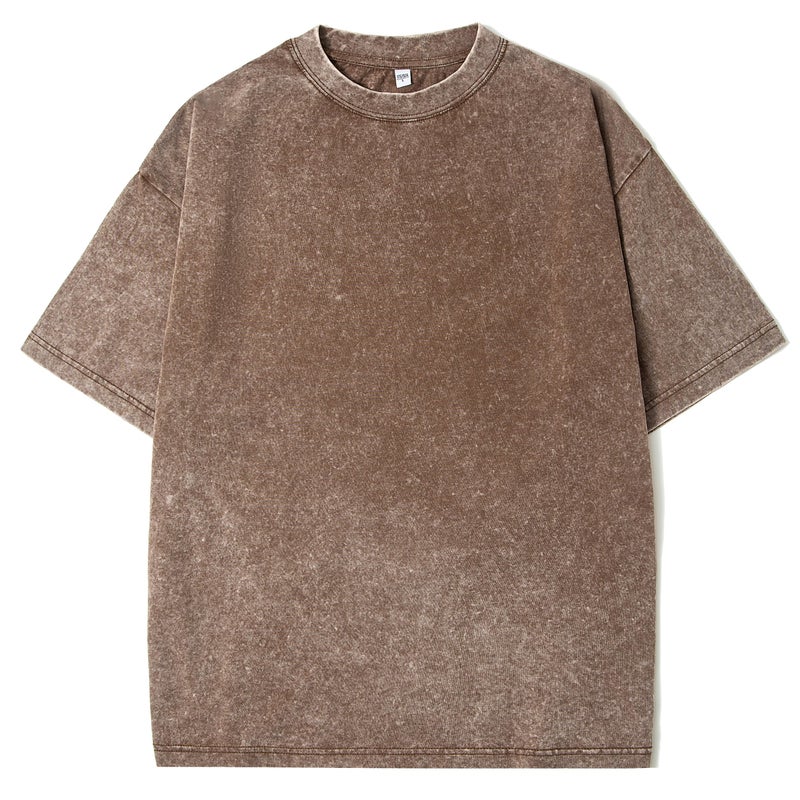 Eadali 1 Pack Menâ€™s Oversized T-Shirts â€“ Washed Cotton Loose Fit Tees, Drop Shoulder Crew Neck, Vintage Baggy Style Streetwear Tops(A-Brown,XL) - Image 1