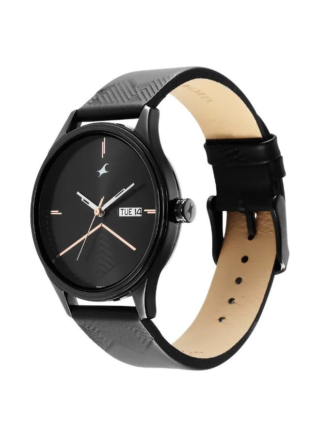 fastrack Men's Analog Round Shape Leather Wrist Watch - 3247NL01 - 48.3 Mm  - Image 4