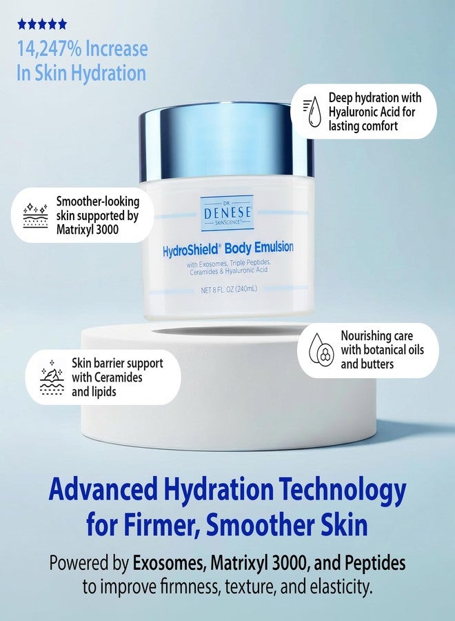 Dr. Denese HydroShield Advanced Body Emulsion 8 oz – Lightweight Hydrating Body Lotion with Hyaluronic Acid, Multi-Peptides, Ceramides & Matrixyl 3000 – Fast-Absorbing Moisturizing Body Cream - Image 3