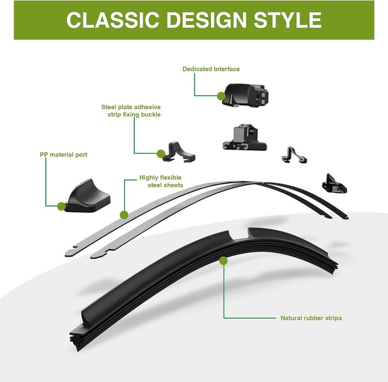 AECIWELL Windshield Wiper Set 26"+16" (Top Lock,Set of 2) Fits Impreza 2017-2021,Subaru Crosstrek 2018-2021,Toyota C-HR 2016-2021 Automotive Replacement Wiper Blade - Image 3