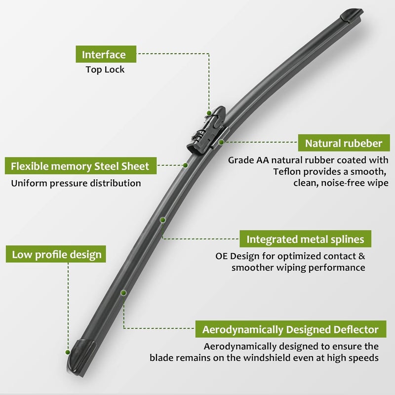 AECIWELL Windshield Wiper Set 26"+16" (Top Lock,Set of 2) Fits Impreza 2017-2021,Subaru Crosstrek 2018-2021,Toyota C-HR 2016-2021 Automotive Replacement Wiper Blade - Image 2
