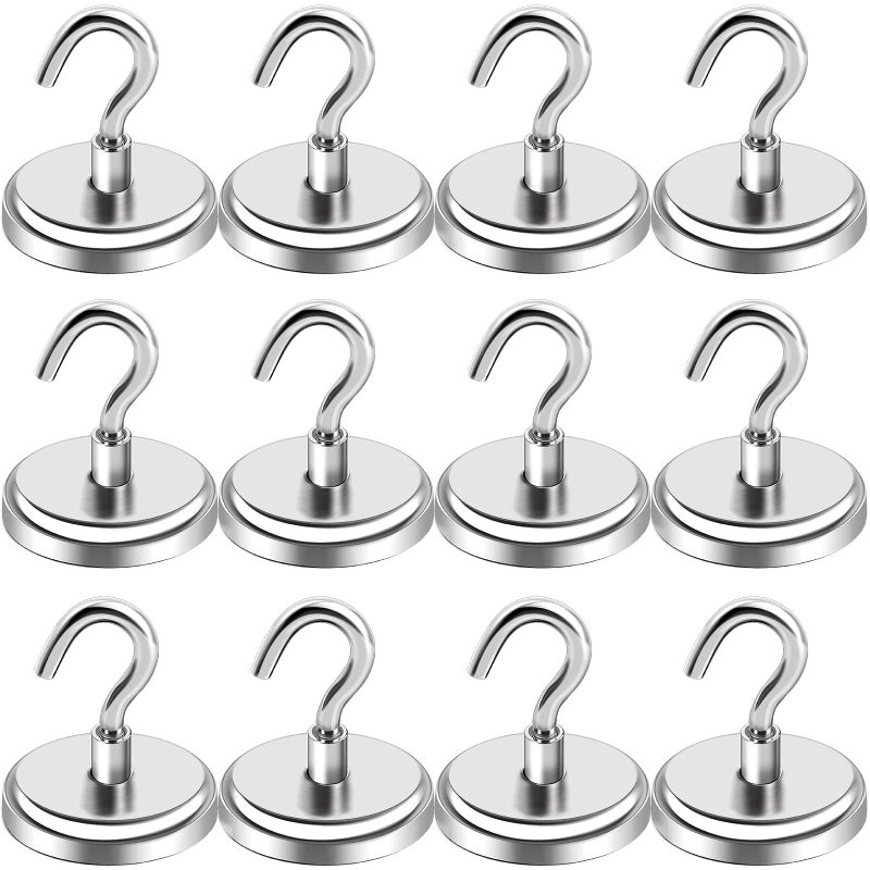 LOVIMAG 120LBS Heavy Duty Magnetic Hooks, Strong Neodymium Magnet Hooks for Home, Kitchen, Workplace, Office 32mm-12p - Image 1