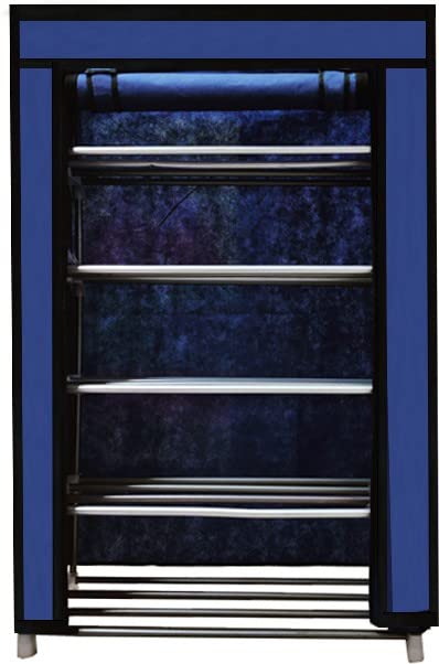 SANAMSTORE Multi Utility 5 Layer Metal Pipe with Non-Woven 100GSM Fabric Cover Shoe/Cloth/Toy/Books Rack-Dark Blue, Cm - Image 3