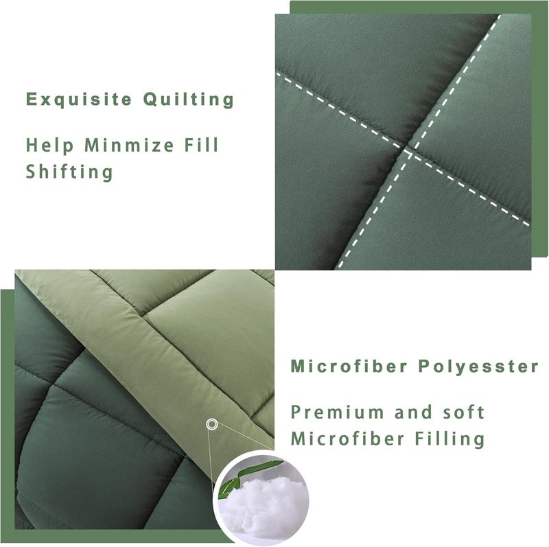 DOWNCOOL Full Size Comforter Sets -All Season Bedding Comforters Sets with 2 Pillow Cases -3 Pieces Bed Set Down Alternative Comforter Set -Double Green Bedding Sets Full(82"x86") - Image 4