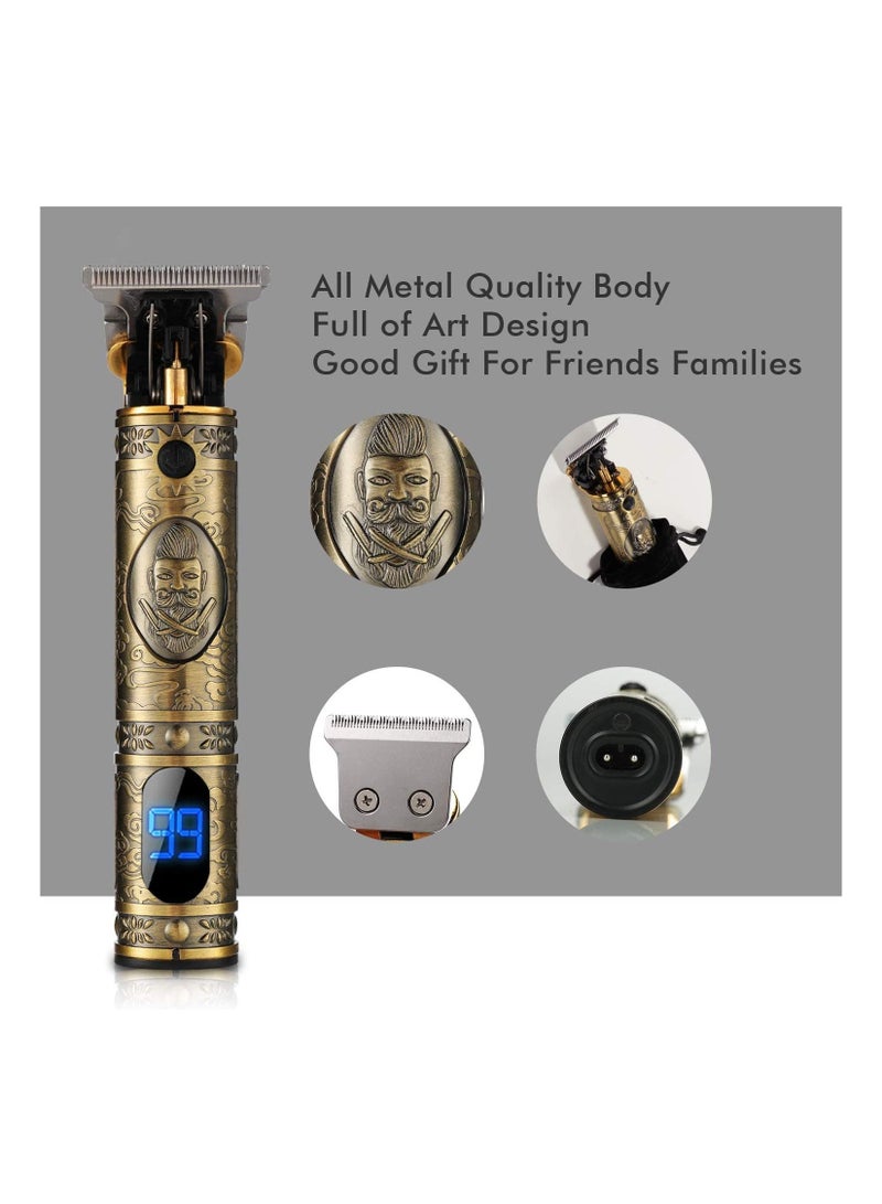 Rechargeable Cordless Professional Beard Hair Trimmer With Combs Brush Gold - Image 2