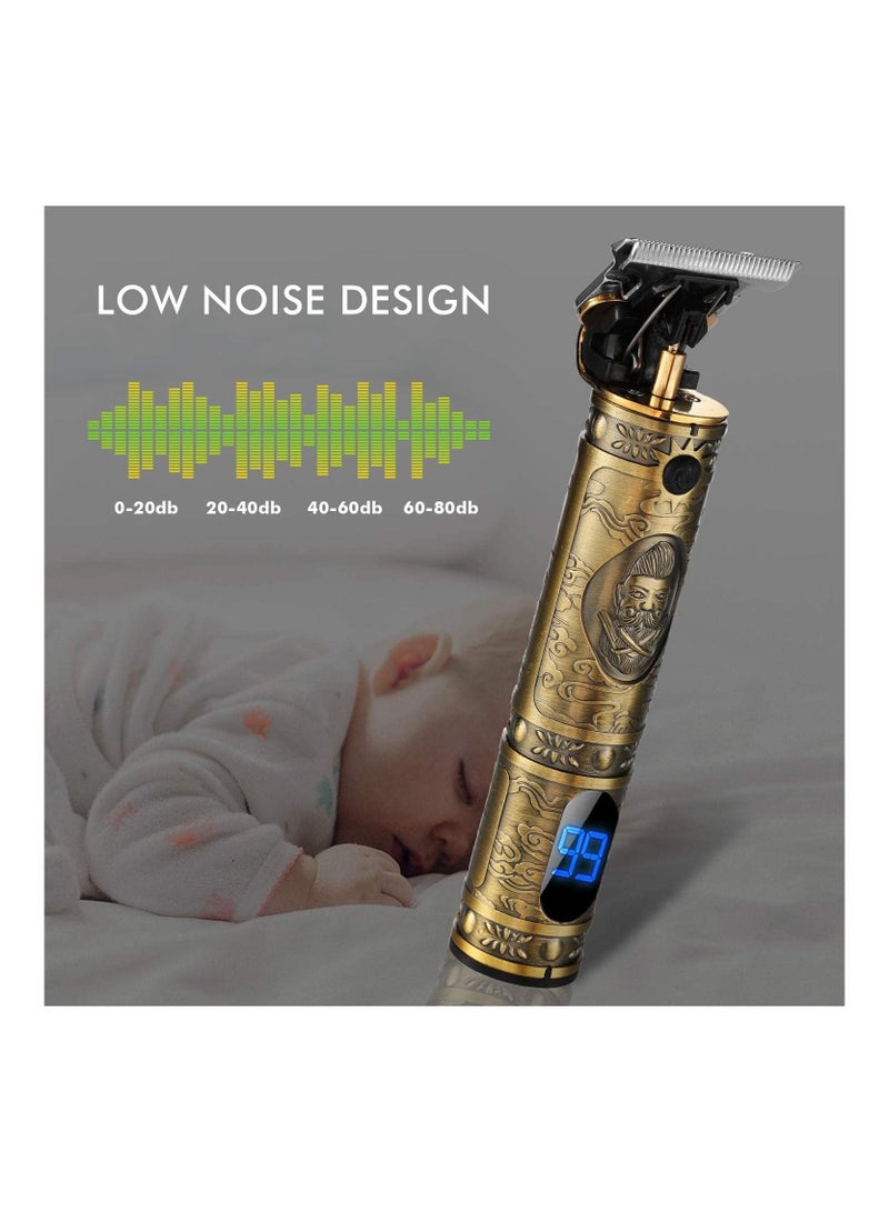 Rechargeable Cordless Professional Beard Hair Trimmer With Combs Brush Gold - Image 3