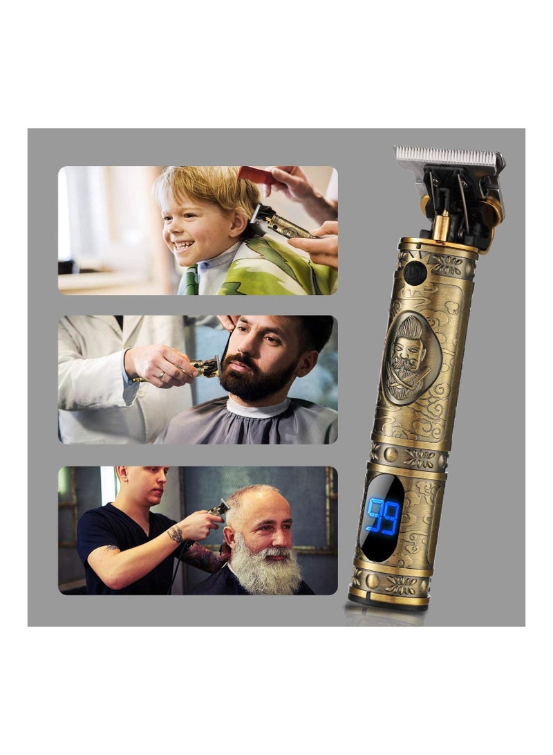 Rechargeable Cordless Professional Beard Hair Trimmer With Combs Brush Gold - Image 4