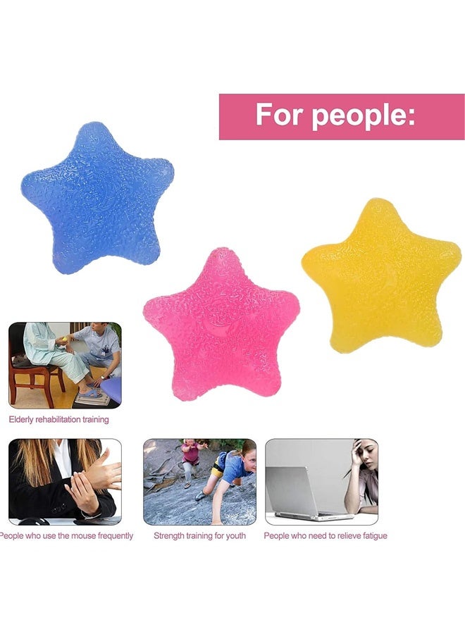 3 Colors Star Shaped Physical Therapy Hand Exercise Balls, Stress Relief Balls for Adults, Finger Exerciser, Hand Grip Strengthener, Stress Ball Sets, Rehabilitation and Grip Strengthening - Image 3