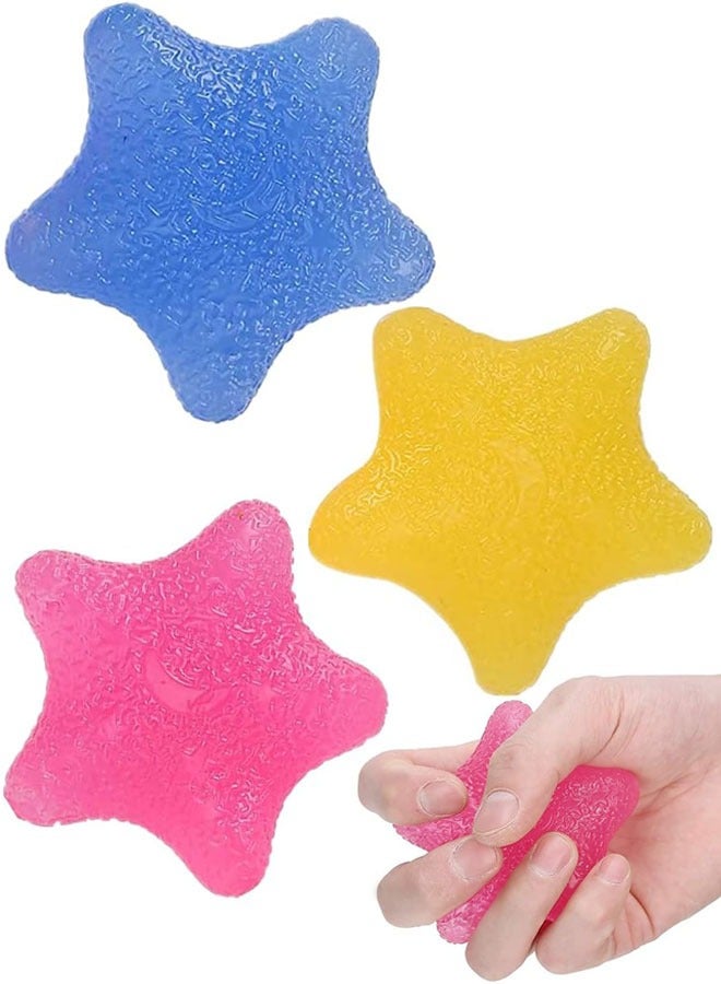 3 Colors Star Shaped Physical Therapy Hand Exercise Balls, Stress Relief Balls for Adults, Finger Exerciser, Hand Grip Strengthener, Stress Ball Sets, Rehabilitation and Grip Strengthening - Image 1