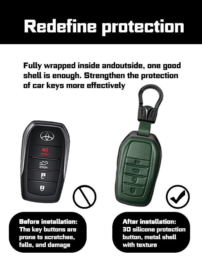 Car key sleeve, suitable for Toyota 4-key key sleeve, perfectly wraps the car key, which is anti-fall, wear-resistant and high-end. Material: cowhide. goodcar - Image 4