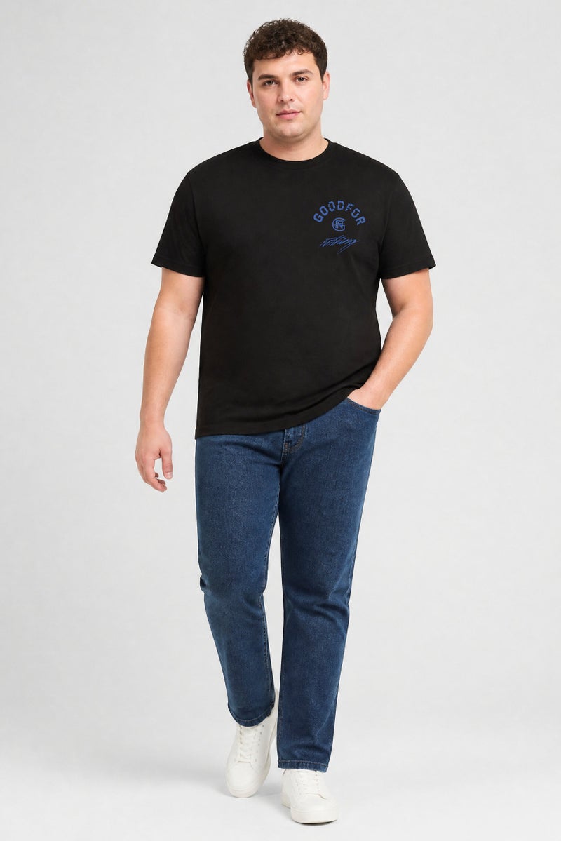 GOOD FOR NOTHING Men Crew Neck Short Sleeve Brand Logo T-Shirt, Black - Image 2