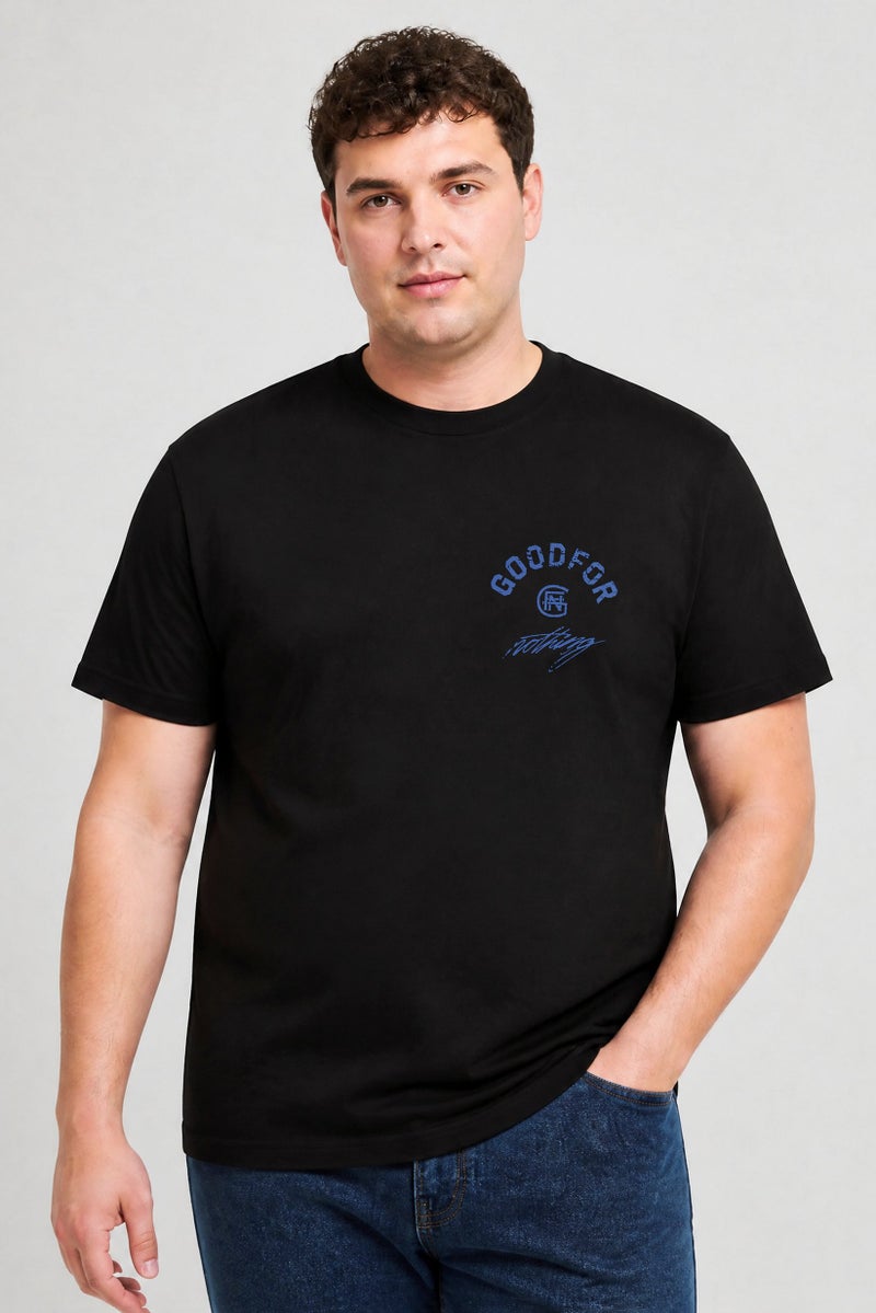 GOOD FOR NOTHING Men Crew Neck Short Sleeve Brand Logo T-Shirt, Black - Image 1