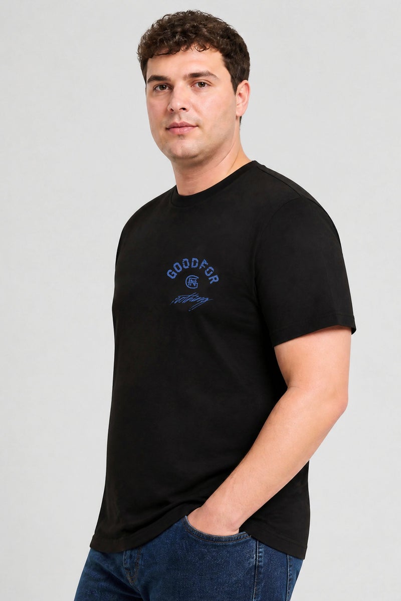 GOOD FOR NOTHING Men Crew Neck Short Sleeve Brand Logo T-Shirt, Black - Image 5