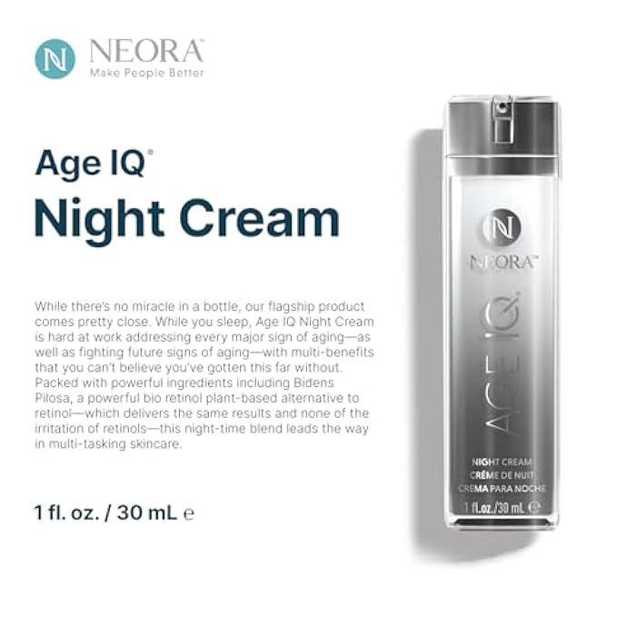 Neora Age IQ - Night Cream with Bidens Pilosa, Peptides & Hyaluronic Acid - Smooths Skin, Boosts Radiance, Fights Wrinkles, Firms - 1 fl.oz. - Image 3