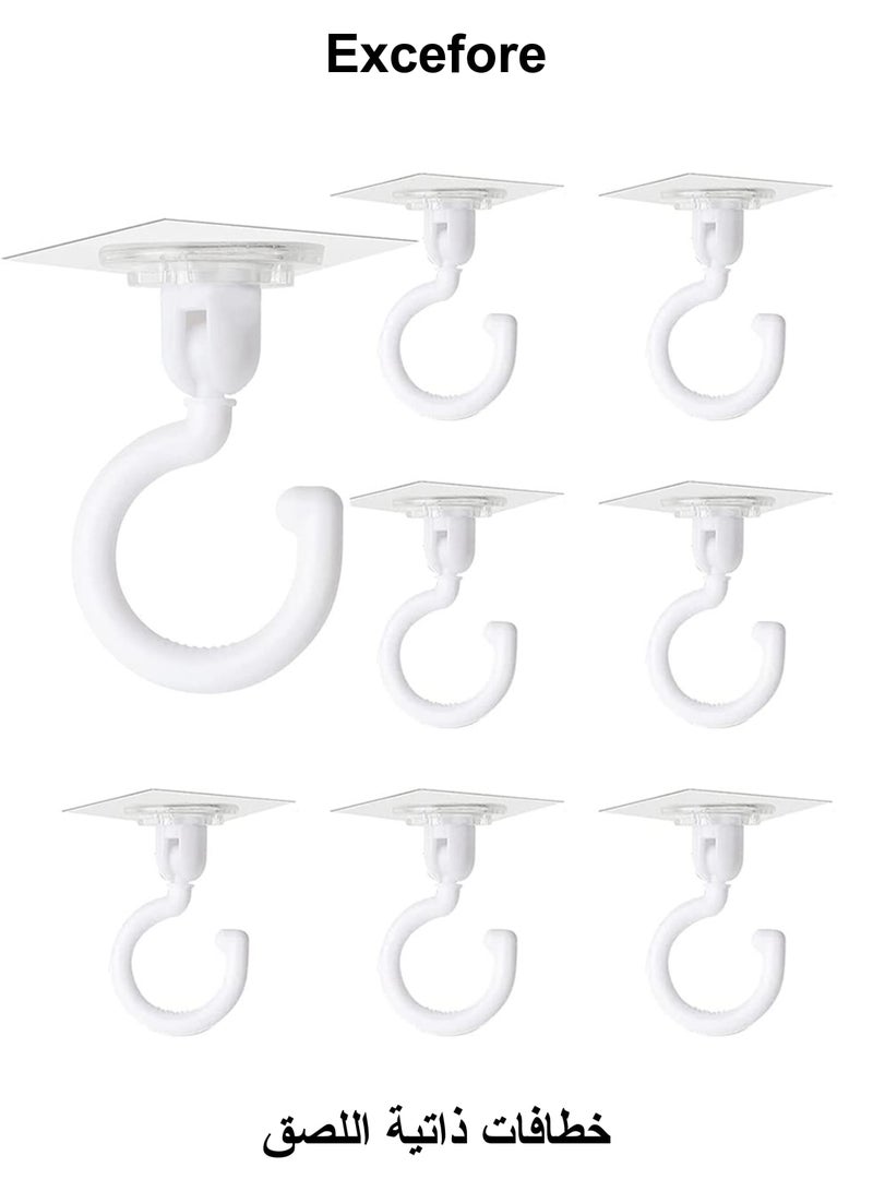 Excefore Clear Self Adhesive Hooks - 360° Rotatable Hook for Bathroom, Kitchen, Shower, Tile, Glass Window (8 Pcs) - Image 1