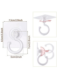 Excefore Clear Self Adhesive Hooks - 360° Rotatable Hook for Bathroom, Kitchen, Shower, Tile, Glass Window (8 Pcs)  - Image 2
