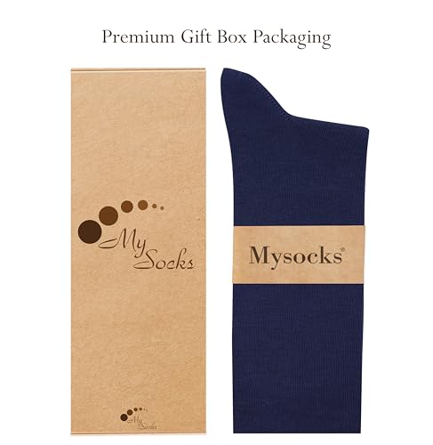 Mysocks جوارب ميسوك عالية الركبة للنساء والرجال من القطن الممشط بدون كعب طويل، أزرق داكن، 8-11 - Image 5