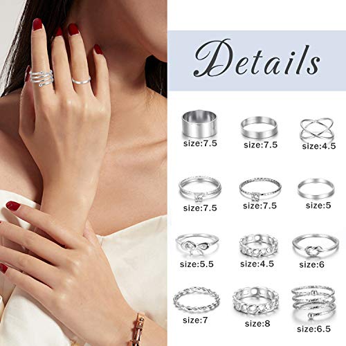 LOYALLOOK 65PCS Bohemian Knuckle Ring Midi Set Hollow Silver Gold Vintage Stackable Rings Fashion Finger for Women - Image 3