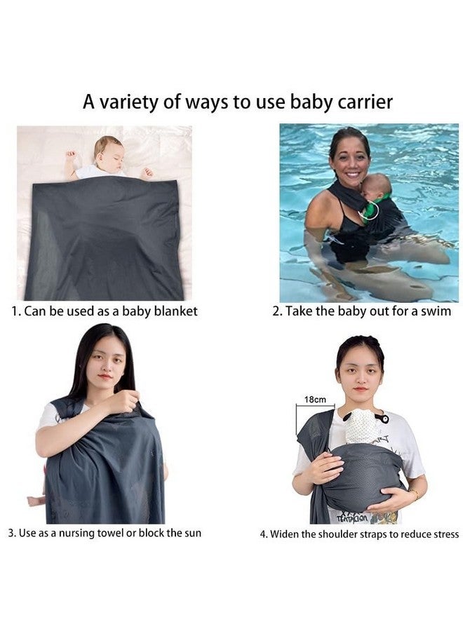 CUBY Water Baby Sling Carrier Lightweight Breathable Mesh Baby Ring Slings, Adjustable Quick-Drying Ring Sling Baby Carrier for Newborn Kids Toddlers Summer Swimming Pool Beach(Light Gray) - Image 4
