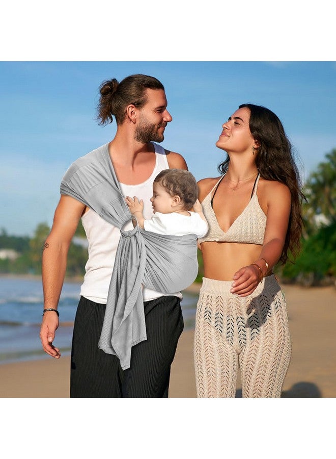 CUBY Water Baby Sling Carrier Lightweight Breathable Mesh Baby Ring Slings, Adjustable Quick-Drying Ring Sling Baby Carrier for Newborn Kids Toddlers Summer Swimming Pool Beach(Light Gray) - Image 5