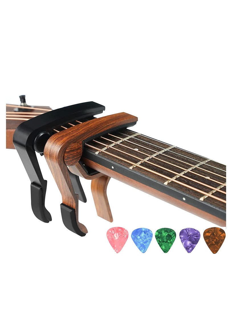 SOLARAE Guitar Capo, 2 pack Guitar Capo for Acoustic and Electric Guitar Accessories, Quick Change Acoustic Guitar Accessories for Acoustic, Electric Guitar, Ukulele, Bass - Image 2