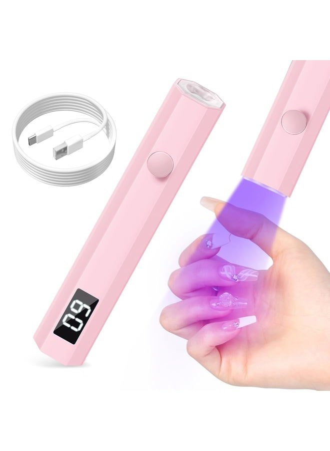 mlogiroa UV Nail Light Handheld UV Light for Nails 3W Portable Led Lamp with 2 Timer Settings 20/60s for Gel Polish Home DIY Salon Women(Pink) - Image 1