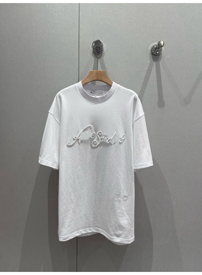 AC 5219 Spring And Summer Letters EmbroideDecorative Round Neck Short Sleeve Top Casual T-shirt 