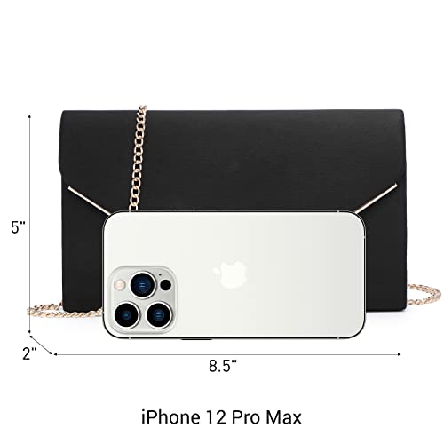 Dasein Ladies' Velvet Evening Clutch Handbag Formal Party Clutch For Women With Chain Strap (Black) - Image 5