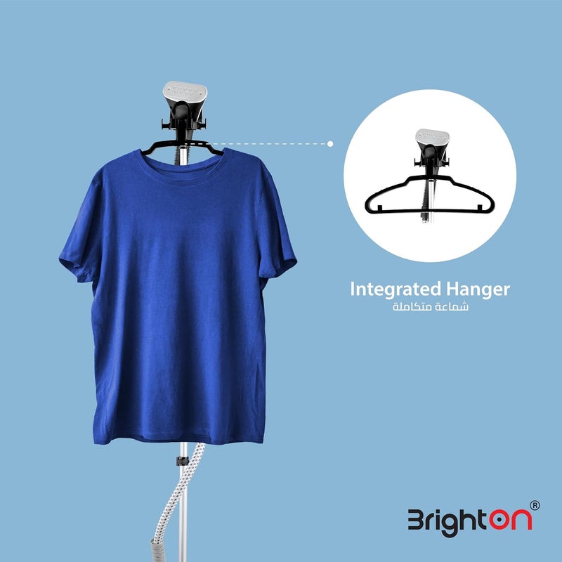 Brighton 2000W Garment Steamer with 1.5L Tank, Adjustable Height, Continuous Steaming, Vertical Ironing, Flexible Hose, Double Protection, Detachable Tank, 2-Year Warranty - Image 4