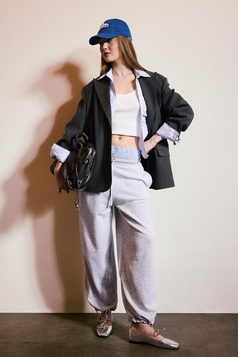 DeFacto Grey Woman Balloon Fit Wide Leg Sweatpants Casual - Image 1