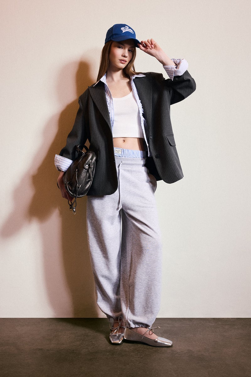 DeFacto Grey Woman Balloon Fit Wide Leg Sweatpants Casual - Image 2