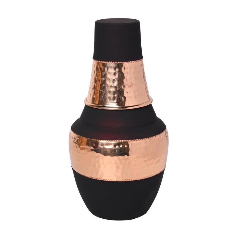 HealthGoodsIn Pure Copper Bedside Water Carafe with Tumbler For Ayurveda Health Benefits Capacity 14 Lt 473 US Fluid Ounce Dark Cherry