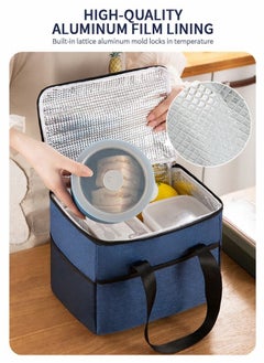 GROIC Portable Picnic Basket Large Capacity Lunch Bag Picnic Cooler Bag Insulated Picnic Basket, Picnic Cooler, Oxford Cloth Crossbody Portable Outdoor Picnic Bag Picnic Supplies Camping Accessories  - Image 2
