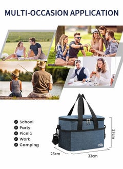 GROIC Portable Picnic Basket Large Capacity Lunch Bag Picnic Cooler Bag Insulated Picnic Basket, Picnic Cooler, Oxford Cloth Crossbody Portable Outdoor Picnic Bag Picnic Supplies Camping Accessories  - Image 4