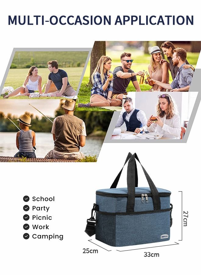GROIC Portable Picnic Basket Large Capacity Lunch Bag Picnic Cooler Bag Insulated Picnic Basket, Picnic Cooler, Oxford Cloth Crossbody Portable Outdoor Picnic Bag Picnic Supplies Camping Accessories  - Image 4