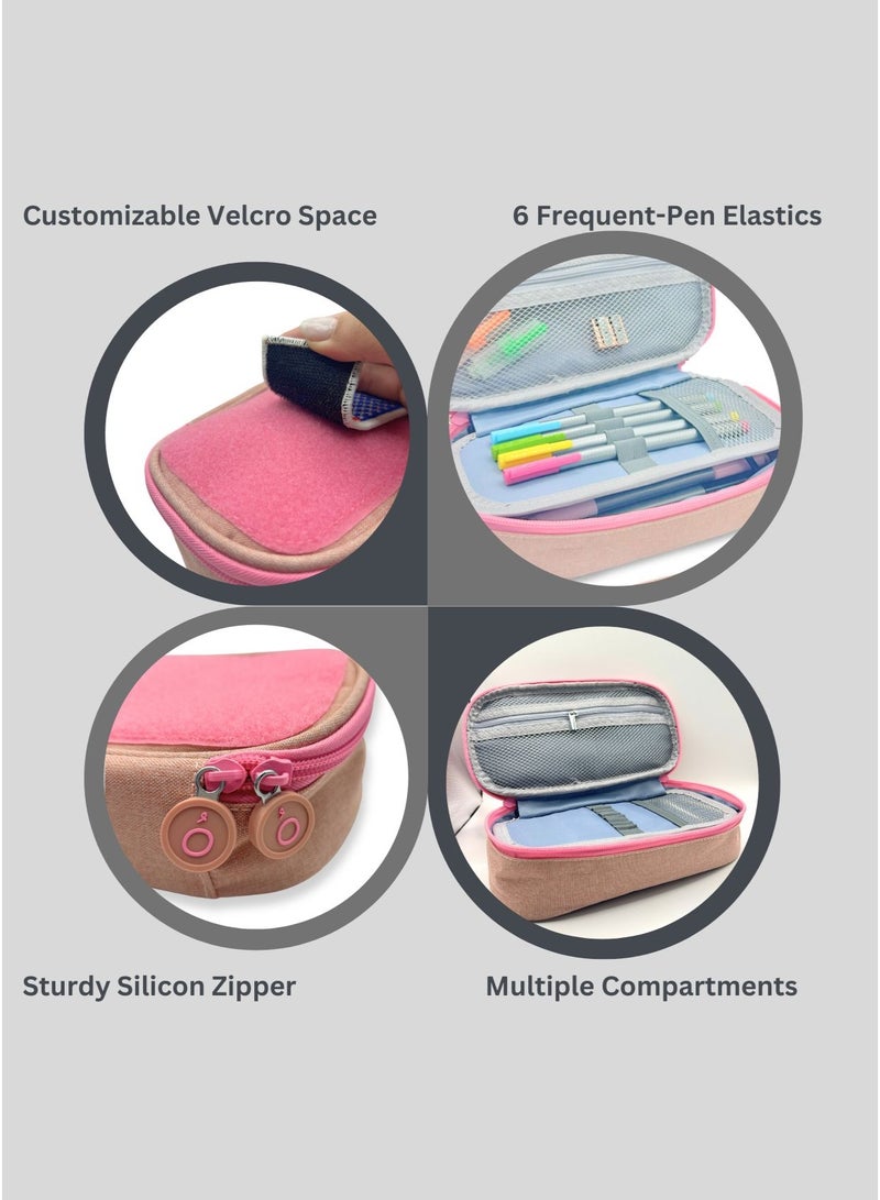 Project Nomad Tacti-cool Pencil Case – Large Pouch for School/Office Supplies, Multiple Pen Section & add-on accessories, Big Capacity for pencils and stationery, Aesthetic Creative Bag for Girls/Boys, Pink - Image 5