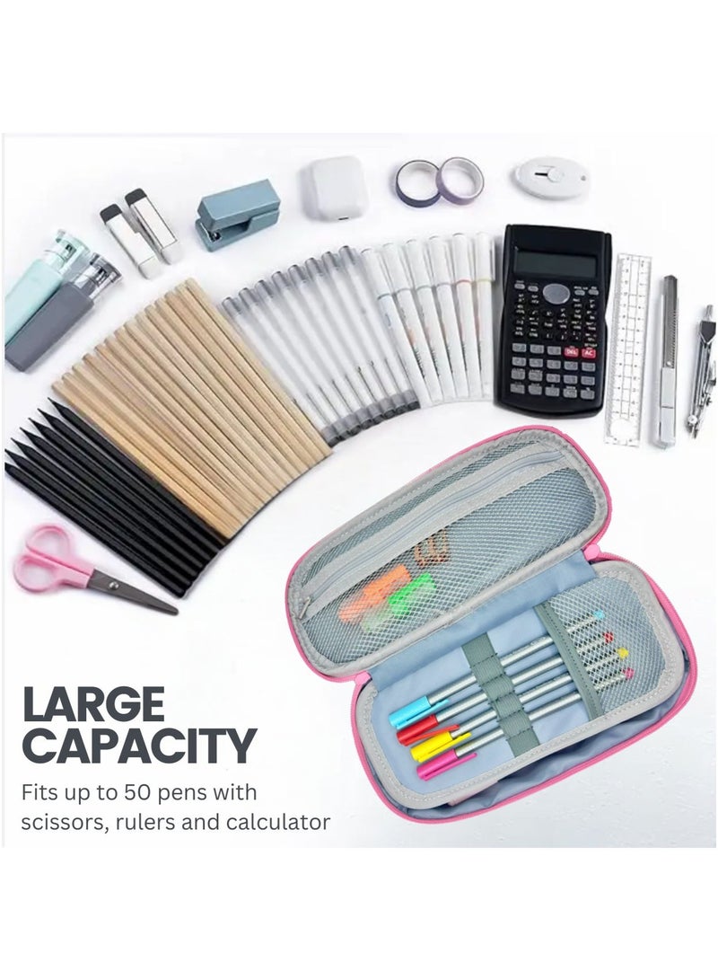 Project Nomad Tacti-cool Pencil Case – Large Pouch for School/Office Supplies, Multiple Pen Section & add-on accessories, Big Capacity for pencils and stationery, Aesthetic Creative Bag for Girls/Boys, Pink - Image 2