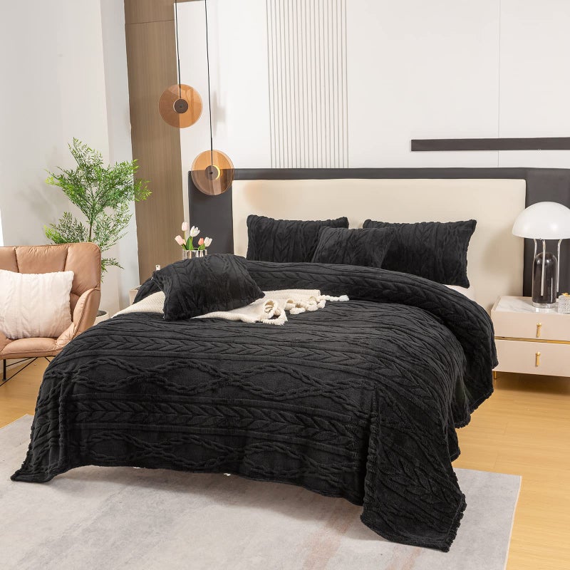 YUSOKI Sherpa Twin XL Blanket3D Stylish Design Super Soft Fuzzy Cozy Warm Blanket Thick Plush Fluffy Furry Blankets for Teen Girls Women Couch Bed Sofa Chair Men Boys GiftBlack65x90