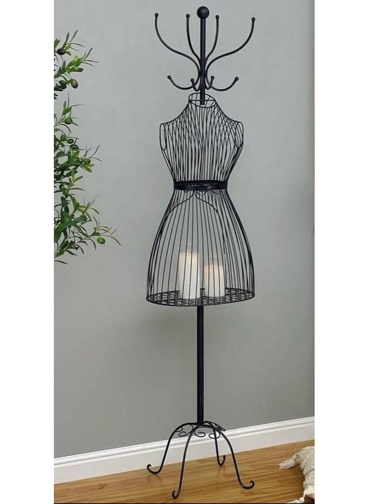 مانيكان نسائي حديدي نصف طول أسود 40x29x175 سم