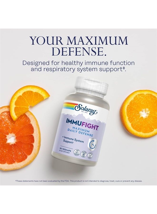 Solaray Immufight Maximum Daily Defense, All Day Immune Support, Vitamin C, Vitamin D, Zinc, Probiotics, Monolaurin, Acerola & More, Vegan & Gluten Free, 60 Day Guarantee, 30 Servings, 90 VegCaps  - Image 3