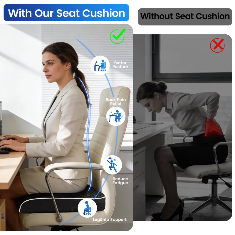 BOSSTIN Extra Large Office Chair Cushion, Seat Cushion with High-Resilience Foam & Honeycomb Surface for Back & Tailbone Pain Relief, Butt Pillow for Long Sitting, Car Seat, Wheelchair, Floor(19"x17"x3") - Image 4