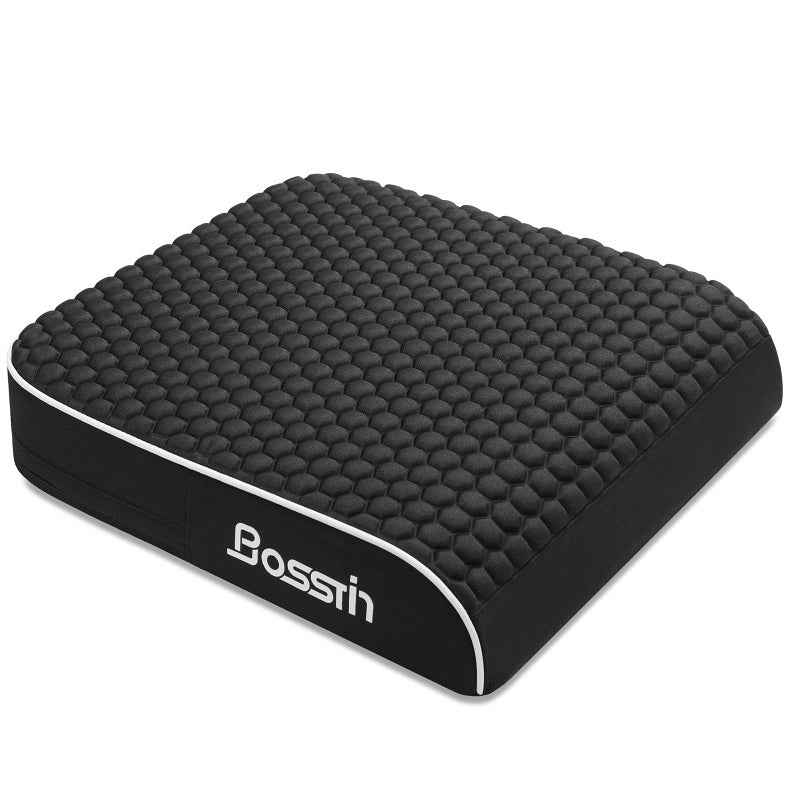 BOSSTIN Extra Large Office Chair Cushion, Seat Cushion with High-Resilience Foam & Honeycomb Surface for Back & Tailbone Pain Relief, Butt Pillow for Long Sitting, Car Seat, Wheelchair, Floor(19"x17"x3") - Image 1