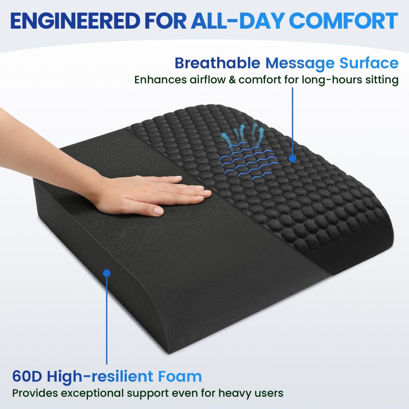 BOSSTIN Extra Large Office Chair Cushion, Seat Cushion with High-Resilience Foam & Honeycomb Surface for Back & Tailbone Pain Relief, Butt Pillow for Long Sitting, Car Seat, Wheelchair, Floor(19"x17"x3") - Image 3